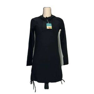 Aonihua Womens Swim Cover Up Black Hooded Stretch Long Sleeve Drawstring…